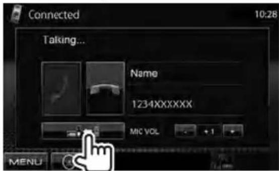 Connected 10:28 Talking... Name 1234XXXXXX MIC VOL MENU
