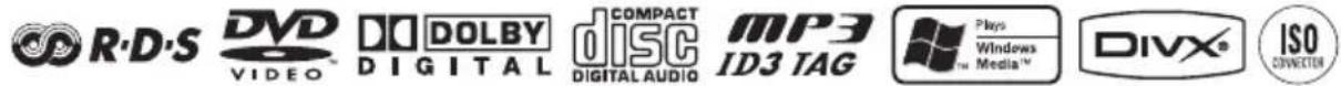 R·D·S DVD VIDEO DO DIGITAL COMPACT DISC DIGITAL AUDIO MP3 ID3 TAG Plays Windows Media™ DIVX® ISO CONNECTION