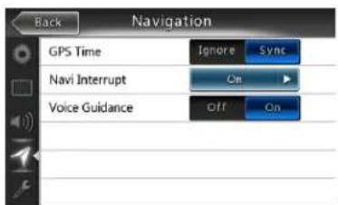 Back Navigation GPS Time Ignore Sync Navi Interrupt On Voice Guidance Off On