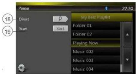 Pause 22:30 Direct P Scan Start My Best Playlist Folder 01 Folder 02 Playing Now Music 002 Music 003 Music 004