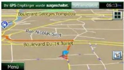 Ihr GPS-Enpfänger wurde ausgeschaltet. GPS Enkraiser 06:13- Boulevard Georges Pompidou Rue Nicolas Siret Boulevard Du 14 Juillet Menu