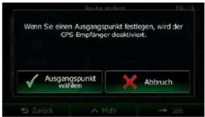 Wenn Se einen Ausgangspunkt festlegen, wird der CPS-Empfänger deaktiviert. Ausgangspunkt wählen Abbruch → Zurück → Mehr → Los