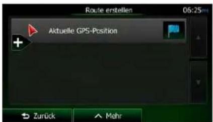 Route erstellen 06:25 Aktuelle GPS-Position Zurück Mehr