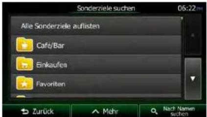 Sonderziele suchen 06:22 PM Alle Sonderziele auflisten Cafe/Bar Einkaufen Favoriten Zurück Mehr Nach Namen suchen