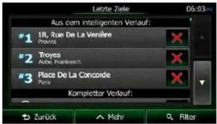 Letzte Ziele Aus dem intelligenten Verlauf: #1 18, Rue De La Venière Provins #2 Troyes Auße: Frankreich #3 Place De La Concorde Paris Kompletter Verlauf: Zurück Mehr Filter