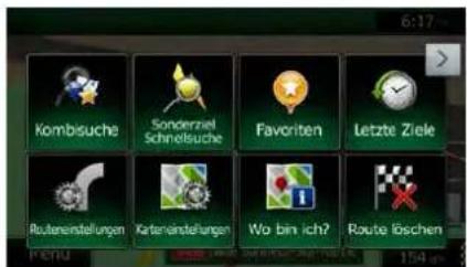 Kombisuche Sonderziel Schnetsuche Favoriten Letzte Ziele Ruteneinstellungen Karteninstellungen Wo bin ich? Route loschen