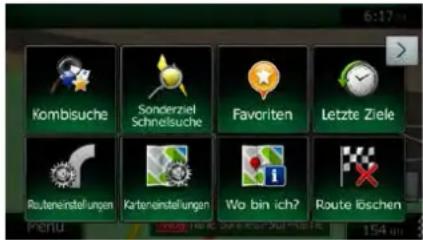 Kombisuche Sonderziel Schnelsuche Favoriten Letzte Ziele Ruteneinstellungen Karteneinstellungen Wo bin ich? Route löschen