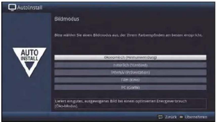 AutoInstall Bildmodus Bitte wählen Sie einen Bildmodus aus, der Ihrem Farbempfinden am besten entspricht. OKonomisch (Heimanwendung) naterlich (Standard) Intensiv (Präsentation) Film (Kino) PC (Grafik) Liefert ein gutes, ausgewogenes Bild bei einem optimierten Energieverbrauch (Oko-Modus). Zurück Übernehmen