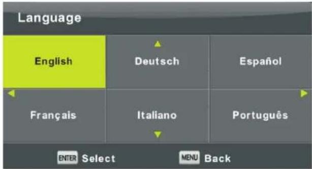 Language English Deutsch Español Français Italiano Português ENTER Select MENU Back