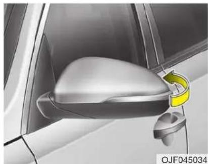 KIA Optima PHEV (2017) - CAUTION - Electric type outside rearview mirror - 1