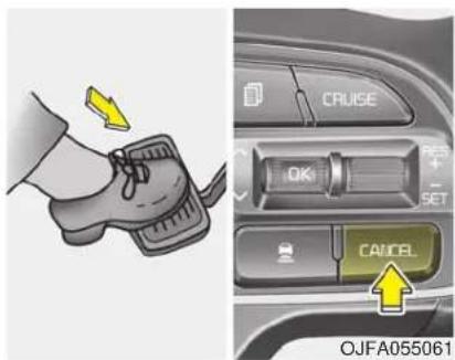 KIA Optima PHEV (2017) - ASCC will be temporarily canceled when: - 1