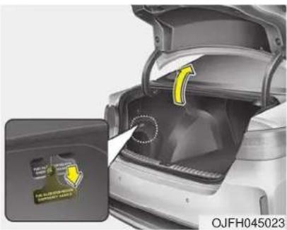 KIA Optima PHEV (2017) - Emergency fuel filler lid release - 1