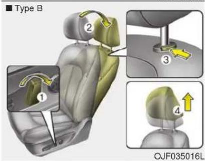 KIA Optima PHEV (2017) - WARNING - Headrest removal/adjustment - 4