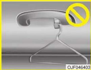 KIA Optima PHEV (2017) - CAUTION - Hanging clothing - 1