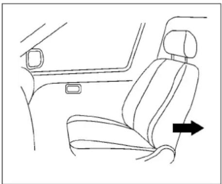 Line drawing of a car interior showing seat, dashboard, and seatbelt (no text or symbols)