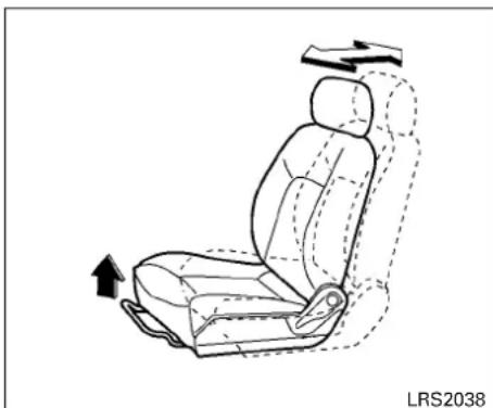 Line drawing of a car seat with directional arrows indicating motion (no text or symbols)