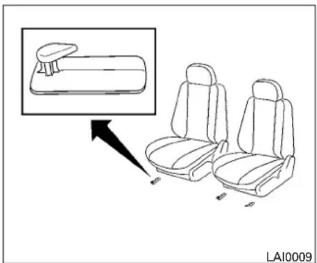 Line drawing of a car seat assembly with two rows and one side, showing front view and side view (no text or symbols)