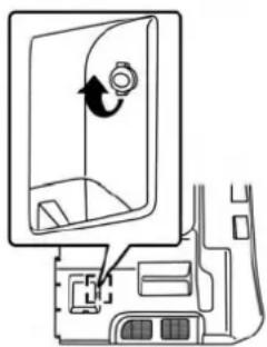 Diagram of a computer monitor with an arrow indicating rotation, showing internal components (no text or symbols)