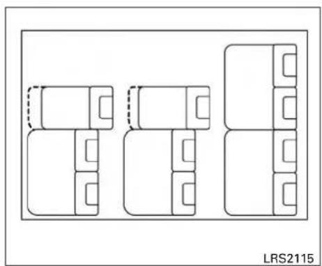 Diagram of three rectangular furniture units arranged in a row, with no visible text or symbols.