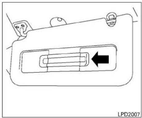 Line drawing of a vehicle door handle with a black arrow indicating left side (no text or symbols)