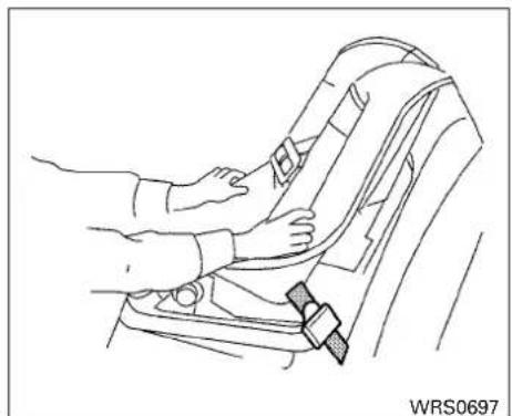 Line drawing of a car seatbelt being adjusted for a person's seatbelt (no text or symbols)
