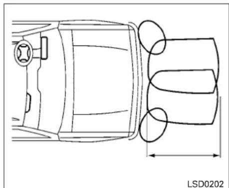 Top-down line drawing of a car's rearview and side profile with no text or symbols