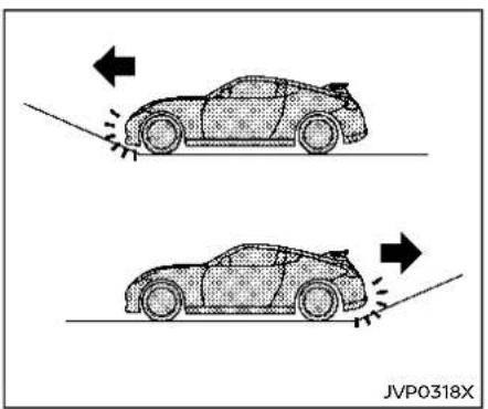 Two cartoon cars on a road with directional arrows indicating motion or movement (no text or symbols)