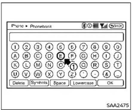 Phone ▶ Phonebook 1 2 3 4 5 6 7 8 9 0 A B C D E F G H I J K L M N O ① Q R S T U V W X Y Z - & _ Delete Symbols Space Lowercase OK SAA2475
