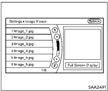 Settings • Image V power 1 Image_1.jpg 2 Image_2.jpg 3 Image_3.jpg 4 Image_4.jpg 5 Image_b.jpg 6 Image_6.jpg 1/B BACK Full Screen D splay SAA2491