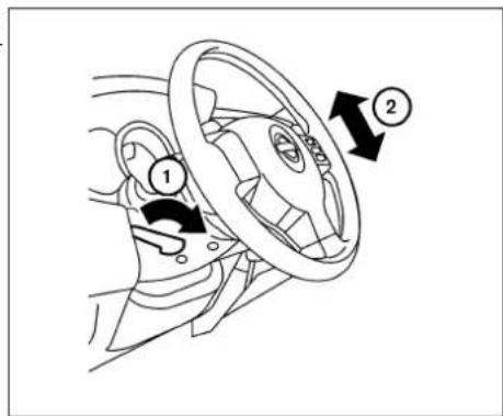 Diagram of car steering wheel with numbered directional arrows indicating rotational movement