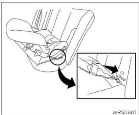Diagram of car seatbelt mechanism showing left-hand rule and side-view detail (no text or symbols)
