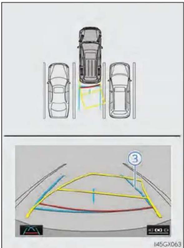 Diagram showing car parking and navigation system with labeled lanes and a numbered location marker