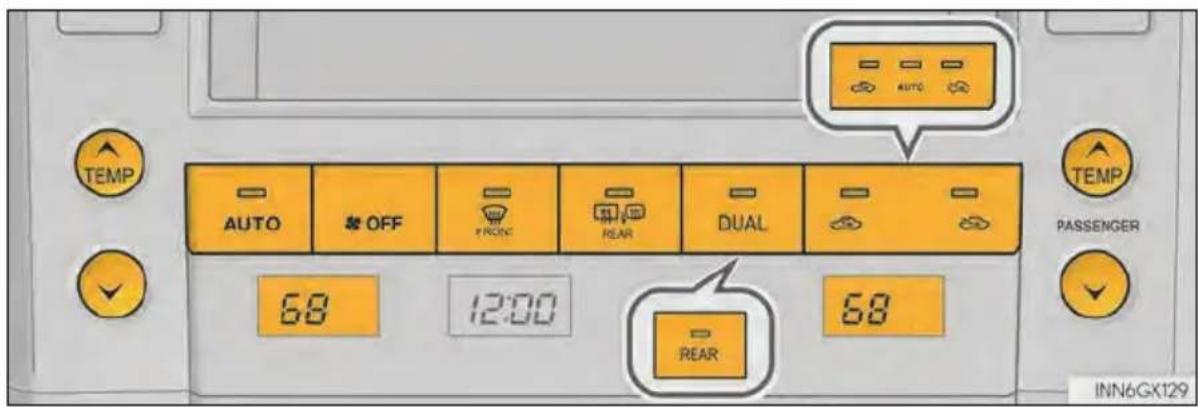 TEMP AUTO OFF FRONT REAR DUAL 68 12:00 REAR 68 AUTO TEMP PASSENGER INN6GX129