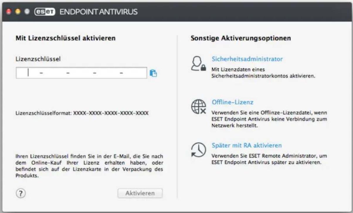 ESET Endpoint Antivirus Mac OS - Produktaktivierung - 1