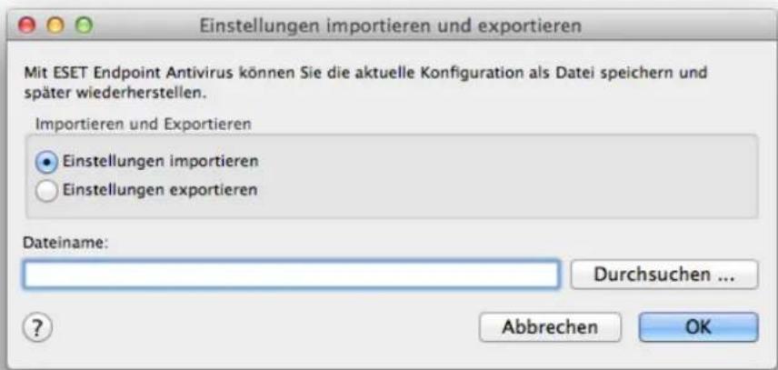 ESET Endpoint Antivirus Mac OS - Einstellungen importieren/exportieren - 1