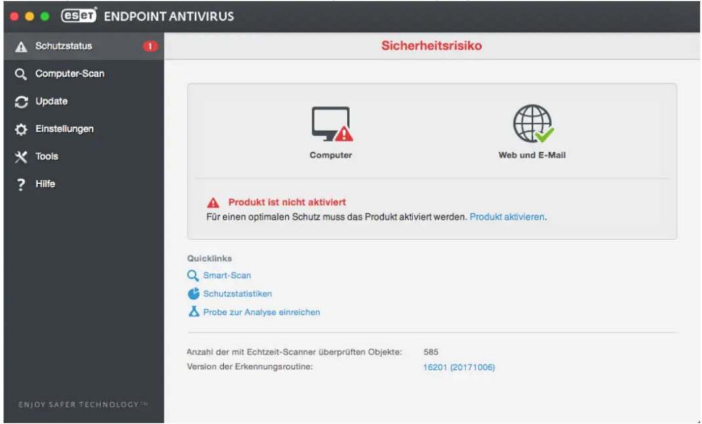 ESET Endpoint Antivirus Mac OS - Überprüfen der Funktionsfähigkeit des Systems - 1