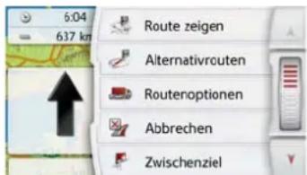 6:04 637 km Route zeigen Alternativrouten Routenoptionen Abbrechen Zwischenziel
