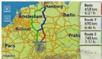 Besta 658 km 6:21 h Route 2 690 km 6:46 h Route 3 748 km 7:17 h Amsterdam Berlin Brussels Praha Paris Frankreich