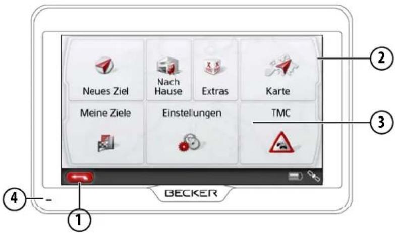 Neues Ziel Nach Hause Extras Karte Meine Ziele Einstellungen TMC BECKER ① ② ③ ④-