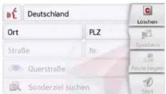 Deutschland Ort PLZ Straße Nir. Guerstraße Sonderziel suchen Löschen Spenten Routzwegen Start