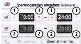 Sperrungszeiten eingeben: Donnerst... 1 1 1 0:00 - 24:00 2 2 24:00 24h sperren Übernehmen für...