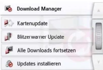 Download Manager Kartenupdate Blitzerwarner Update Alle Downloads fortsetzen Updates installieren