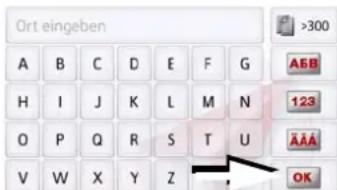 Ort eingeben A B C D E F G H I J K L M N O P Q R S T U V W X Y Z >300 AEB 123 AAA OK