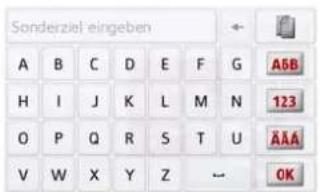 Sonderziel eingeben A B C D E F G A5B H I J K L M N 123 O P Q R S T U AAA V W X Y Z — OK
