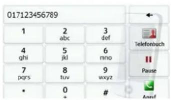 017123456789 1 2 3 abc def 4 5 6 ghi-jid nno 7 8 9 pqrs-tuv wxyz * 0 # Telefonbuch Pause Annd