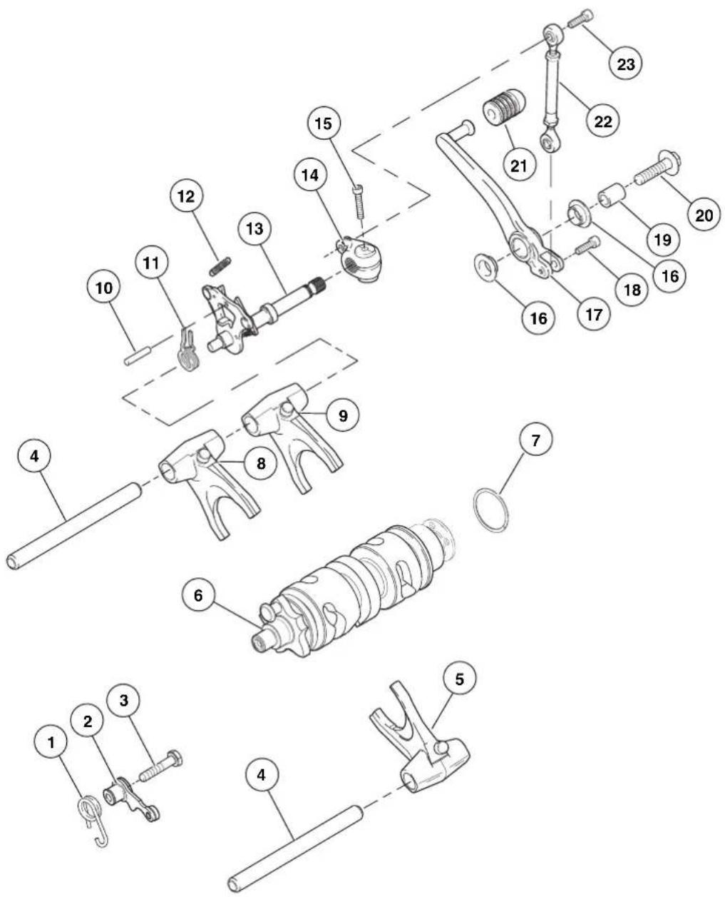 BUELL XBR Firebolt (2003) - TRANSMISSION REMOVAL FROM LEFT CRANKCASE - 4