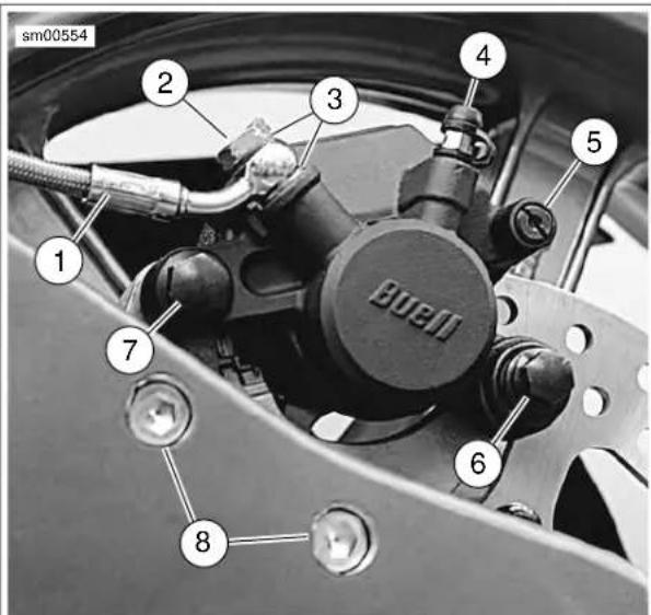 BUELL XBR Firebolt (2009) - Remove brake line components carefully. Damage to seating surfaces can cause leakage. (00320a) - 1