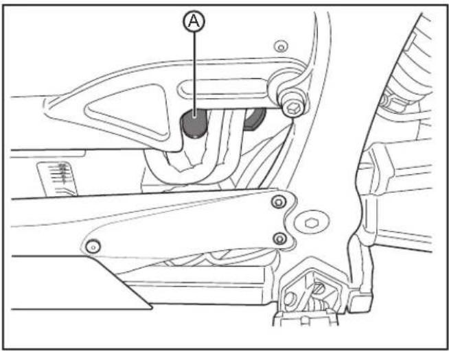 Technical diagram of a car's side panel with labeled component A and circular marker A'