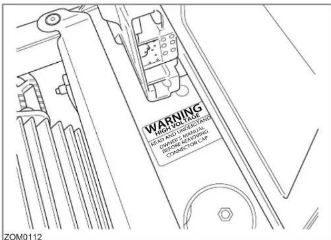 WARNING HIGH VOLTAGE HEAD AND UNDERSTARD OWNER'S MANUAL BEFORE REMOYING CORNESTOR CAP ZOM0112