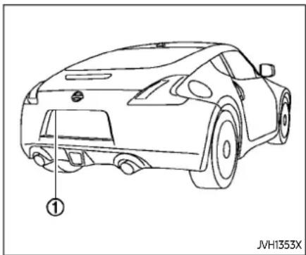 Line drawing of a car rear view with a numbered annotation pointing to the side (no text or symbols on the car itself)
